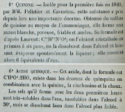 Formules chimiques de la quinine et de l'acide quinique<br>Extrait de la thse de G. Planchon, 1864 [Cote : 49719]