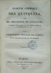 Analyse chimique des quinquina par MM. Pelletier et Caventou [Cote : RES 34536-15]