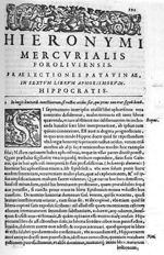 [Bandeau et lettrine : S] - Hieronymi Mercurialis,... In omnes Hippocratis Aphorismorum libros  prae [...]