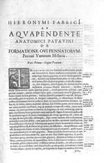 [Lettrine : I. Personnage lisant ou copiant un livre] - Hieronymi Fabricii ab aquapendente, Equite S [...]