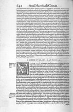 [Lettrine : M] - Petri Andreae Matthioli medici senensis Commentarii, in libros sex Pedacii Dioscori [...]