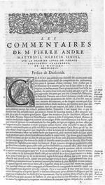 [Bandeau et lettrine : C] - Commentaires de M. Pierre André Matthiole medecin senois, sur les six li [...]