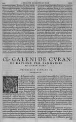 [Lettrine : Q] Diogenes / Aristippus - Galeni Pergameni ... opera quae ad nos extant omnia  / vol. 5 [...]