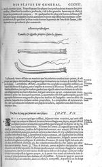 Fig. 85. Canulles & esguilles propres à faire les sutures - Les Oeuvres d’Ambroise Paré, conseiller  [...]