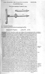 Fig. 98. Foret pour commencer à ouvrir le crane - Les Oeuvres d’Ambroise Paré, conseiller et premier [...]
