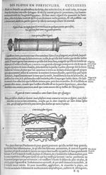 Fig. 115. Syringue / Fig. 116. Tentes cannulees avec leurs liens & esponges - Les Oeuvres d’Ambroise [...]