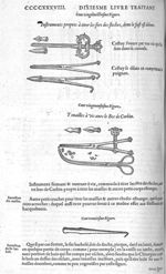 Fig. 128. Instruments propres à tirer les fers des fleches, dont le fust est dehors / Fig. 129. Tena [...]