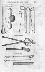 Fig. 74. / Fig. 75. Instrument pour lier & faire tomber l'uvule trop relaxee / Fig. 76.  Divers spec [...]