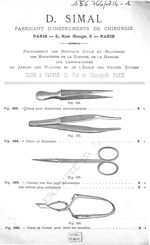 Fig. 523. Pinces pour dissections microscopiques / Fig. 524. Pince de Rambaud / Fig. 525. Ciseaux tr [...]