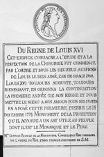 [Plaque commémorant la pose de la première pierre de l'école de chirurgie en 1774] [Louis XVI] - L'E [...]