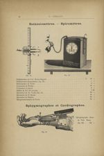 Fig. 43. - Esthésiomètre-dynamomètre / Fig. 44. - Spiromètre de Ch. Verdin / Fig. 45. - Sphygmograph [...]