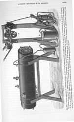 Fig. 570. Grand appareil à air comprimé cylindre de tôle d'acier supportant 12 atmosphères - Traité  [...]