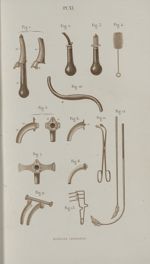 Pl. XI. Instruments pour la laryngotomie et la trachiotomie - Précis iconographique de médecine opér [...]