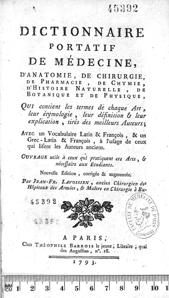 Lavoisien, page de titre