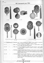 XIX. Instruments pour l'oeil. 15 Ophtalmoscope de Baumeister, avec 7 verres correcteurs sur 1 disque [...]