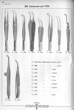 XIX. Instruments pour l'oeil. 1745 Pince à iridectomie de Stevens, droite. 1746 Pince à iridectomie  [...]