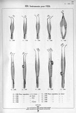 XIX. Instruments pour l'oeil. 1780 Pince capsulaire à 3x4 dents. 1782 Pince capsulaire de Fuchs. 178 [...]