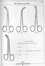 XIX. Instruments pour l'oeil. Ciseaux à énucléation. 2370 de Landolt, courbes sur le plat et le côté [...]