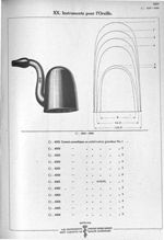 XX. Instruments pour l'oreille. 4351 Cornet acoustique, en métal noirci, grandeur No. 1. 4352 Cornet [...]