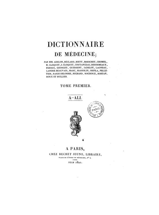 Adelon (1821), page de titre