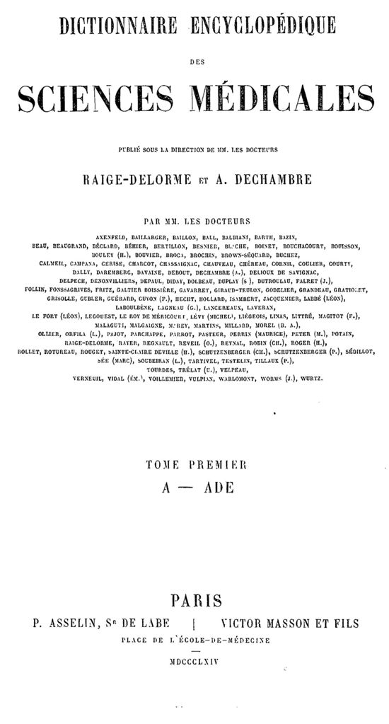 Dechambre, 1864, page de titre