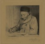 Portrait de Carl Pierre Édouard Potain. Eau-forte signée Léopold Flameng. Dédicace: "Au Docteur Teis [...]