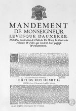 Mandement de monseigneur l'evesque d'Auxerre pour la publication de l'édit ru roi Henry II contre le [...]