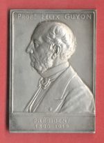 Avers : PROFESSEUR FELIX GUYON PRESIDENT 1896-1919. Louis Bottée F. - Tranche: argent + poinçon. - R [...]