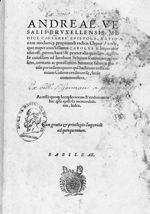 [Page de titre] - Andrae Vesalii epistola rationem modumque propinandi radicis Chynae decocti