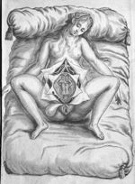 [Femme en position pour l'accouchement et représentation de la position de l'enfant dans l'utérus] - [...]