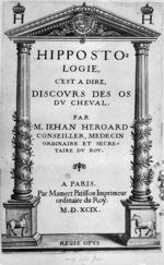 [Page de titre] - Hippostologie, c'est à dire discours des os du cheval