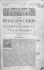 An introduction or compendious way to chyrurgerie - The workes of that famous chirurgion Ambrose Par [...]