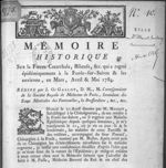 [Page de titre] - mémoire historique sur la fièvre catarhale, bilieuse, etc. qui a régné épidémiquem [...]