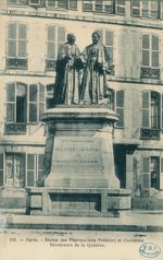 Paris : statue des pharmaciens Pelletier et Caventou, inventeurs de la quinine