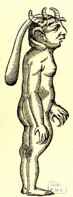 Monstre à cinq cornes et aux doigts griffus (Thurin 1578) - Les oeuvres d'Ambroise Paré... divisées  [...]