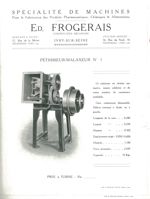 Spécialité de machines ... Edmond Frogerais. Pétrisseur-Malaxeur n°1