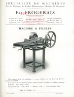 Spécialité de machines ... Edmond Frogerais. Machine à pilules