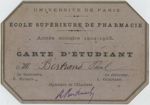 Carte d'étudiant de l'Ecole supérieure de pharmacie de Paris