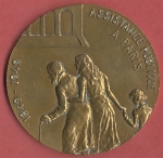 Avers : ASSISTANCE PUBLIQUE A PARIS 1849-1949 . - Tranche: bronze+poinçon. - Revers : CENTENAIRE DE  [...]